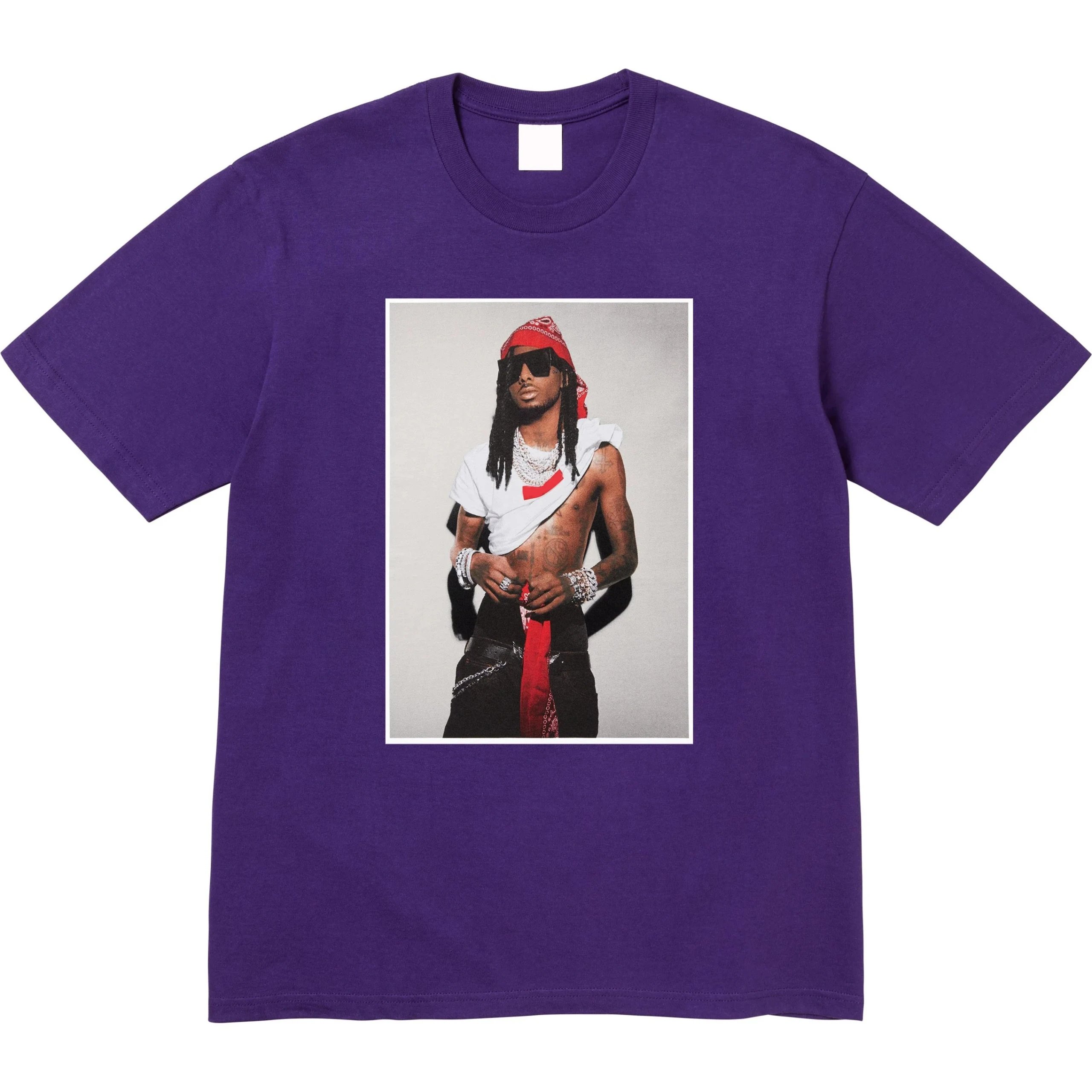 White Graphic Print T-Shirt Red Bandana Style