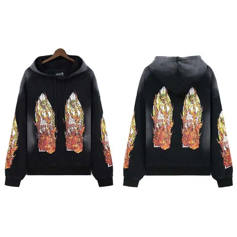 Who Decides War Retro Hoodie Flame Print photo 3