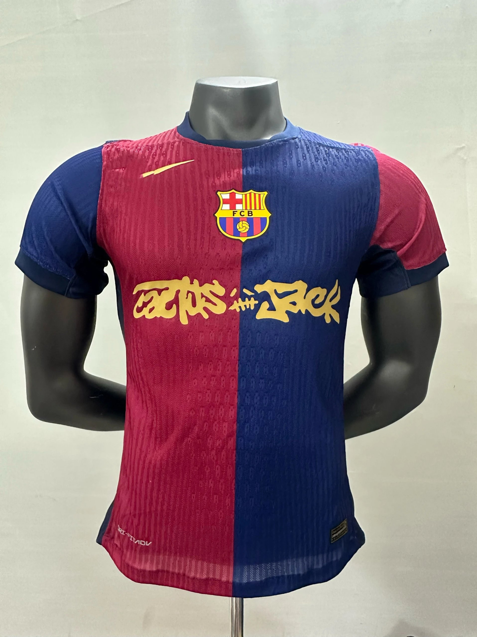 FC Barcelona Home Jersey Red Blue Striped Football Shirt