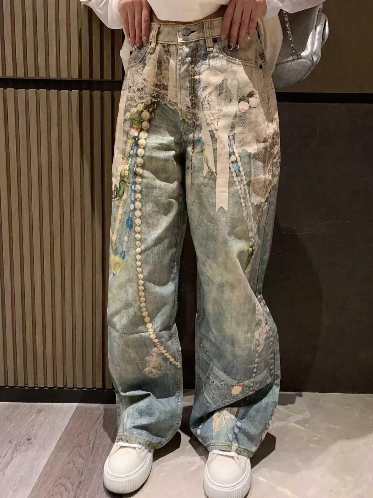 Retro Graffiti Print Jeans photo 5