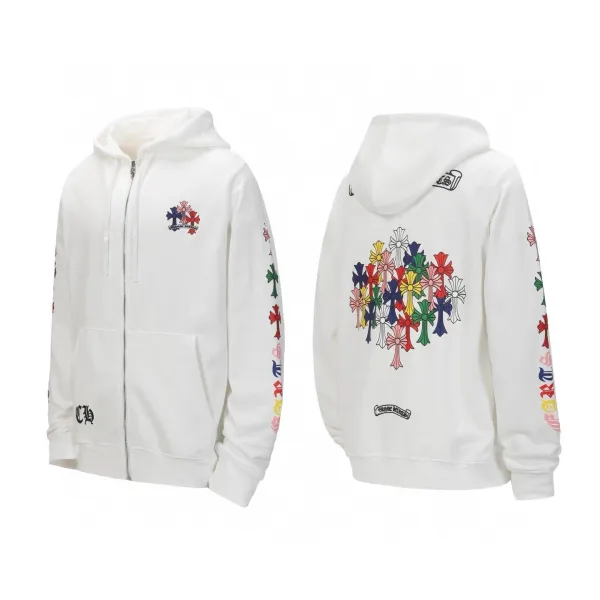 Chrome Hearts Multicolor Cross Print Zip-Up Hoodie - 1