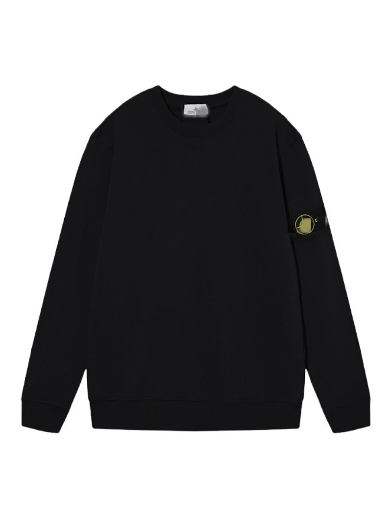Stone Island Logo Patch Crewneck Sweatshirt Black Navy Burgundy Gray White Beige Olive Blue
