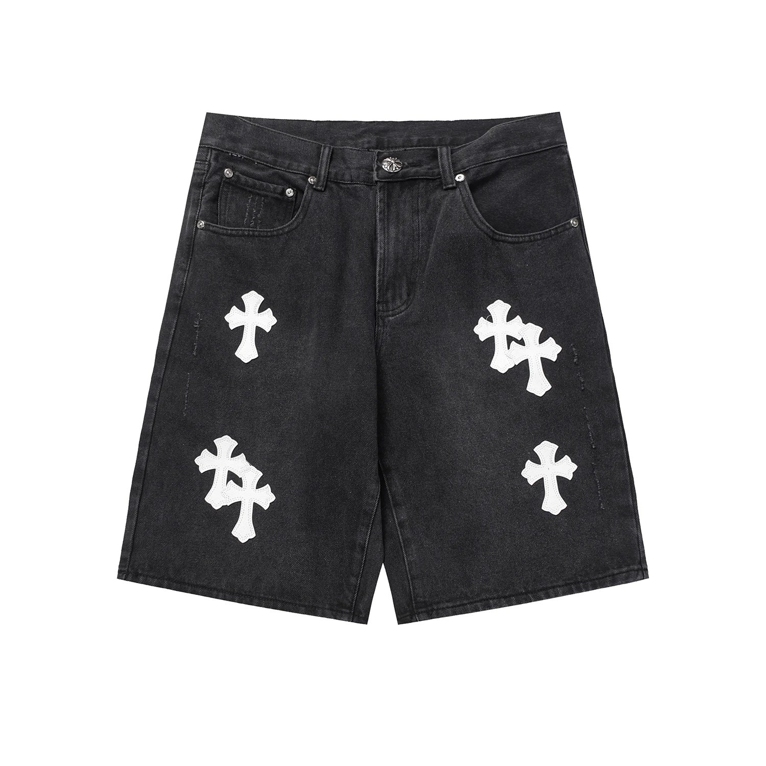 Chrome Hearts Leather Cross Trim Five-Point Pants photo 8