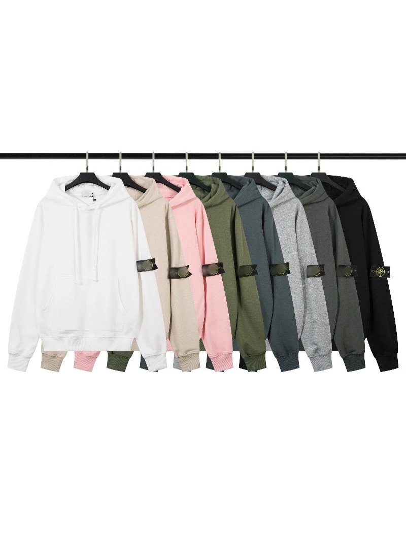 Stone Island Logo Patch Crewneck Sweatshirt Black Navy Burgundy Gray White Beige Olive Blue