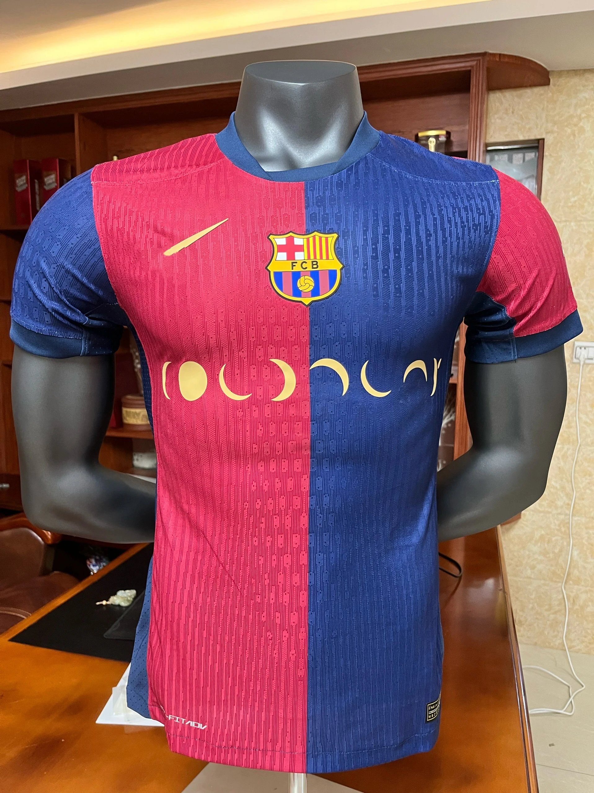 FC Barcelona Home Jersey Red Blue Striped Football Shirt