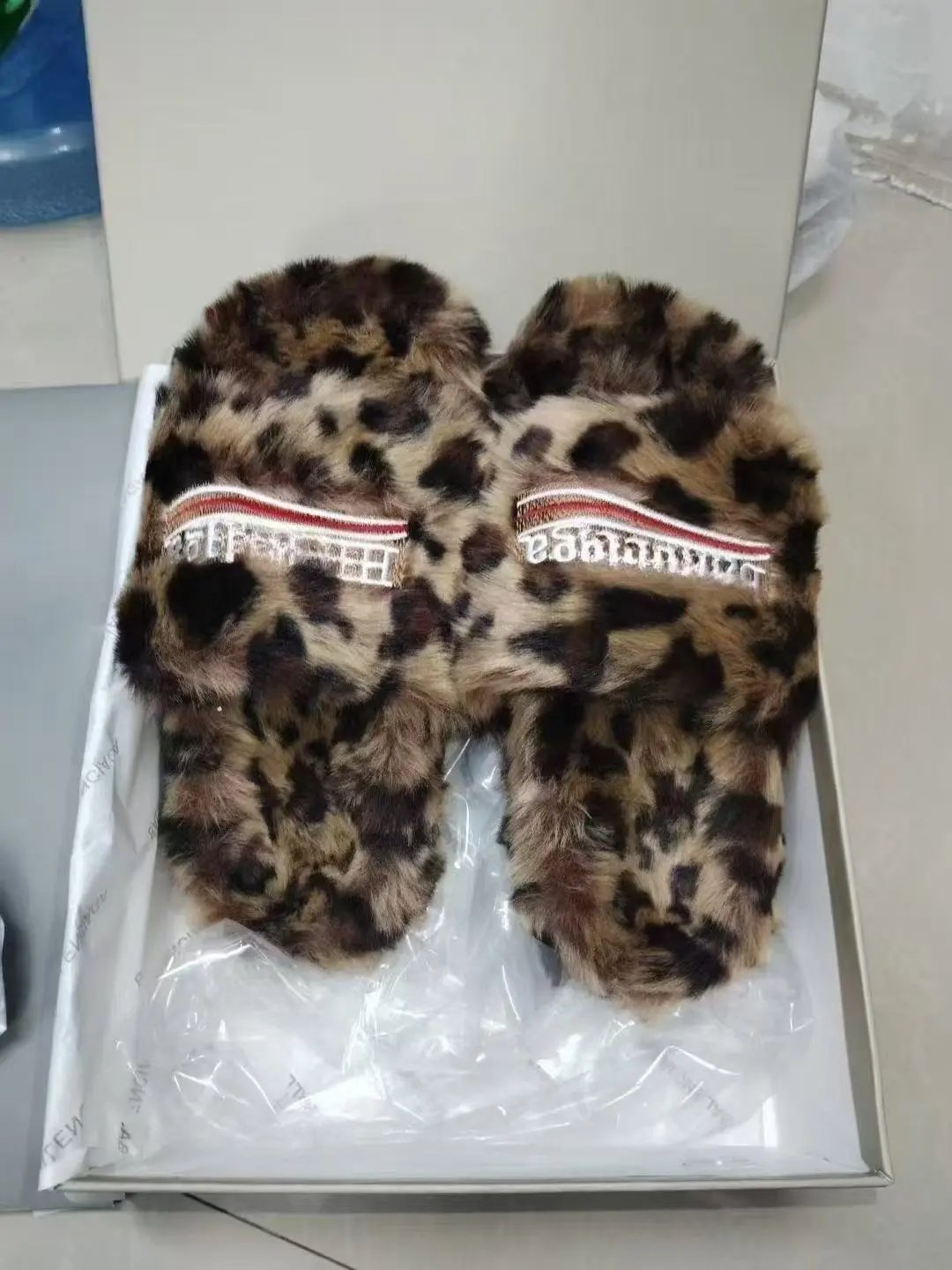 Balenciaga Women's Plush Lamb Wool Slippers photo 7