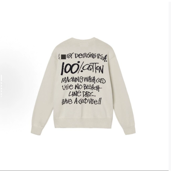 Black Cotton Graphic Print Oversized Sweater