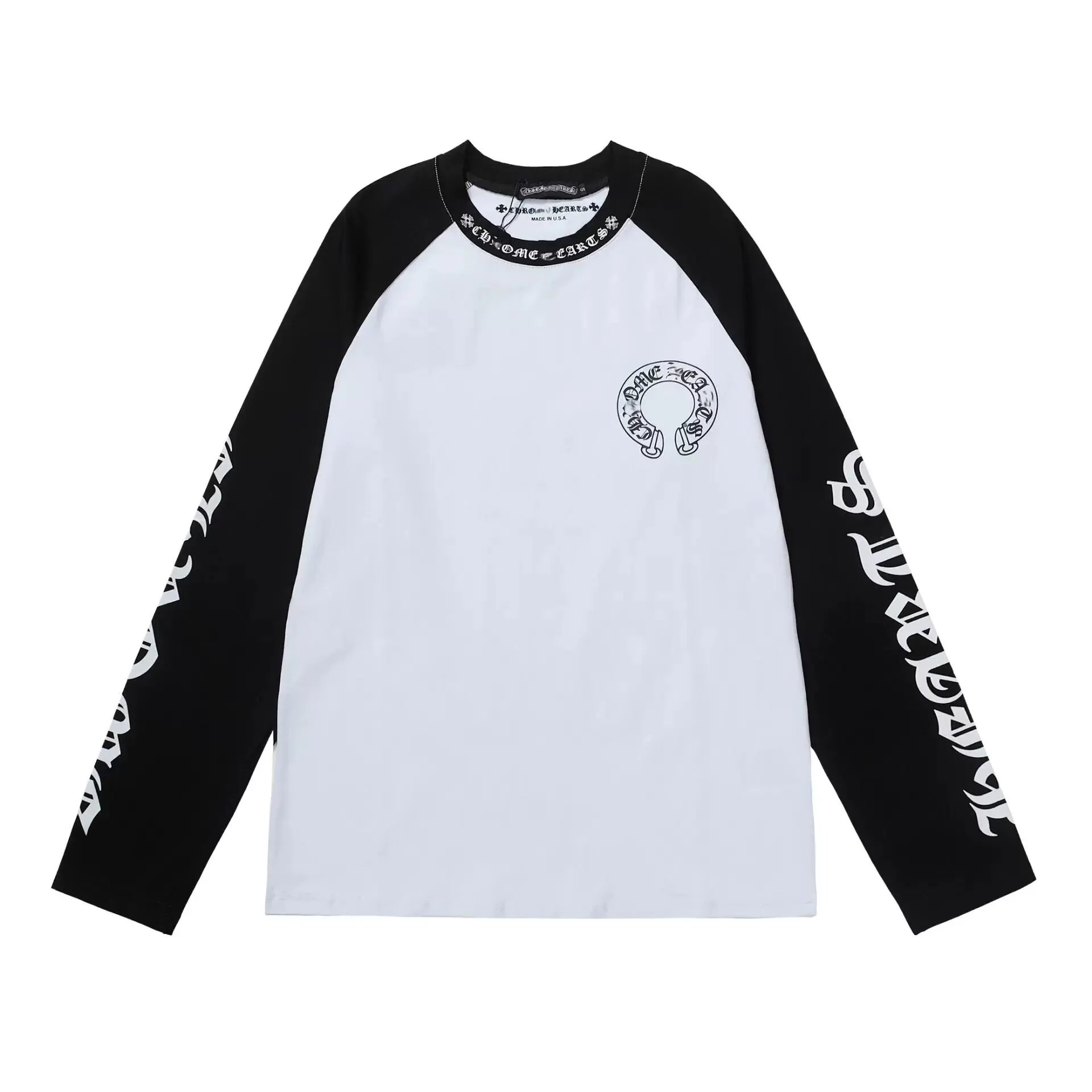 Chrome Hearts White Black Raglan Long Sleeve Graphic Tee