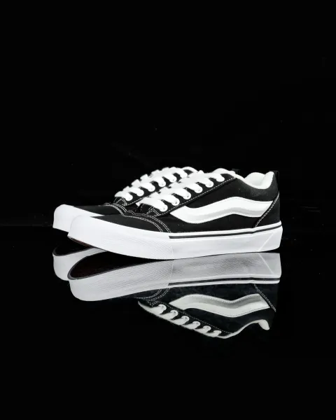 Vans Old Skool Black and White Canvas Sneakers Skateboard Shoes - 1