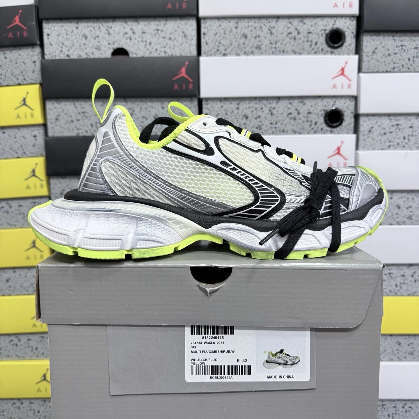 Balenciaga 3XL White Black Fluo Yellow 734734 W3XL6 9031