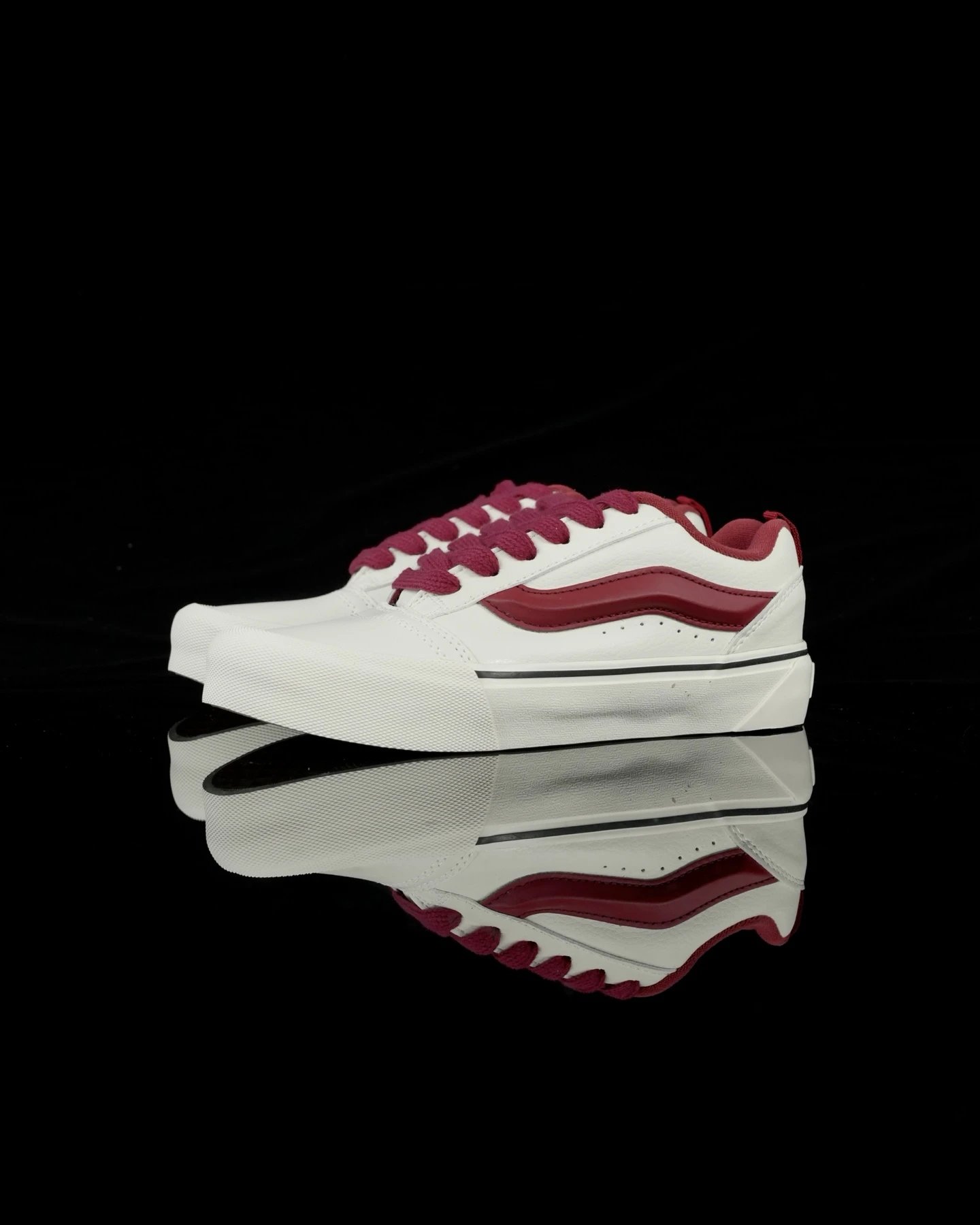 Vans Old Skool White and Burgundy Sneakers Skateboard Shoes