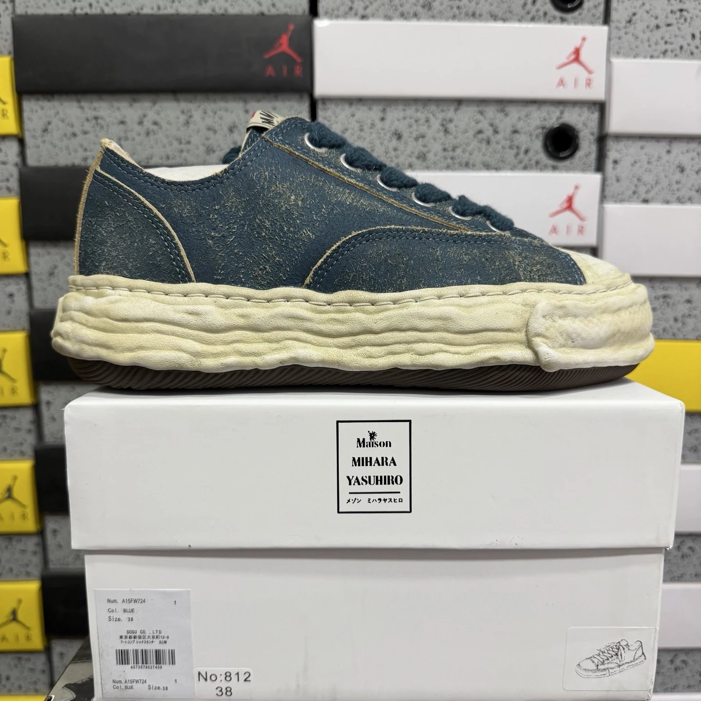 Maison Mihara Yasuhiro Wave Sole Low Blue Sneakers
