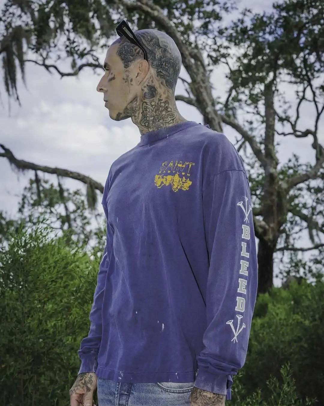 Design Saint Babylon Purple Distressed Graphic Sweatshirt Hoodie product detail 2 in Litbuy spreadsheet finds