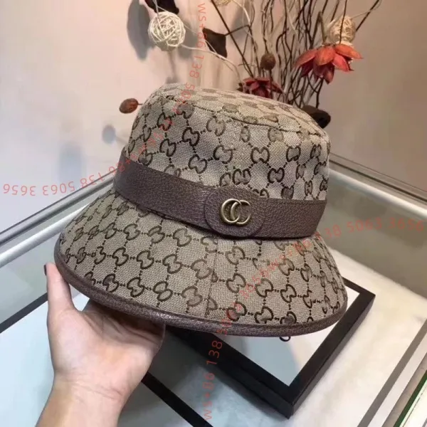 Gucci GG Marmont Bucket Hat Beige Canvas Accessories - 1