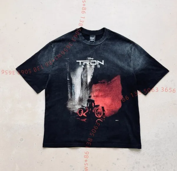 Saint Tears x Disney TRON: Ares Graphic Washed Black T-Shirt - 1