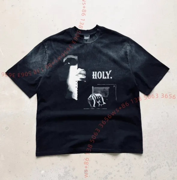 Saint Tears Holy Graphic Print Black T-Shirt - 1