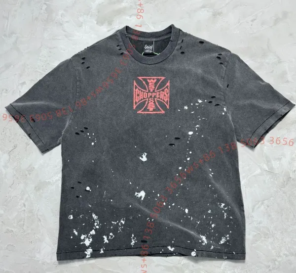 Saint Tears West Choppers Distressed Gray T-Shirt - 1