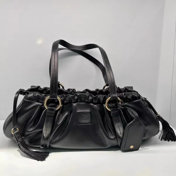 Jacquemus Le Chiquito Black Ruched Leather Hobo Bag - 1