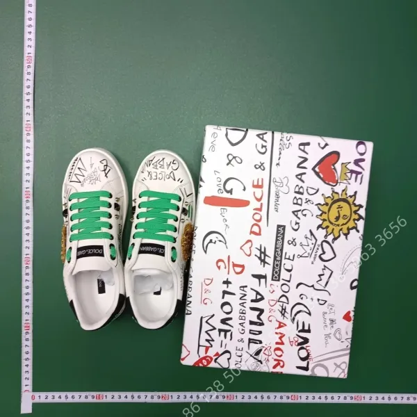 Dolce & Gabbana White Leather Sneakers with Metallic Heel Tab - 4