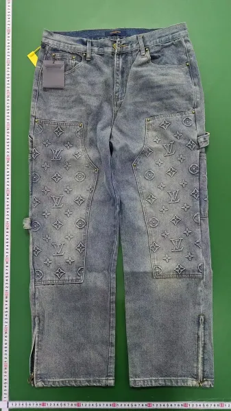Louis Vuitton Monogram Embossed Black Denim Jacket and Jeans Set - 12