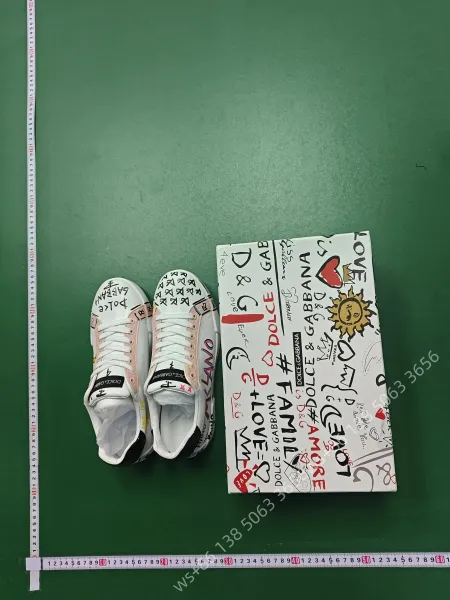 Dolce & Gabbana White Leather Sneakers with Metallic Heel Tab - 6