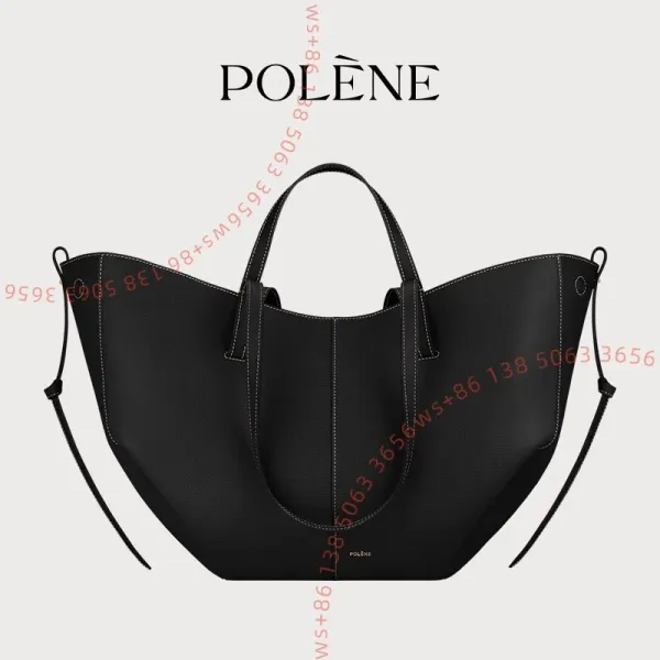 Design Polène No.10 Black Leather Tote Bag Handbags - 1