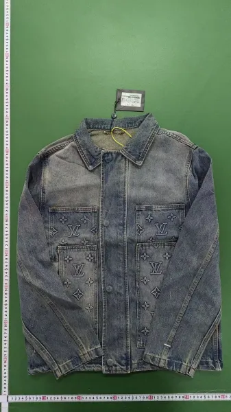 Louis Vuitton Monogram Embossed Black Denim Jacket and Jeans Set - 8