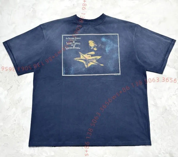 Our Grotesque Behavior Insane Maniacs and the Infernal Paradise Graphic T-Shirt Navy - 1