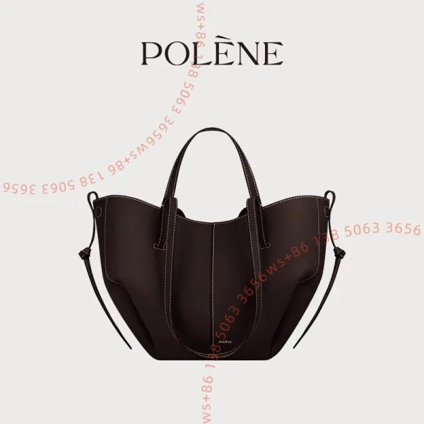 Design Polène The Large Tote Brown Leather Handbag Handbags - 1