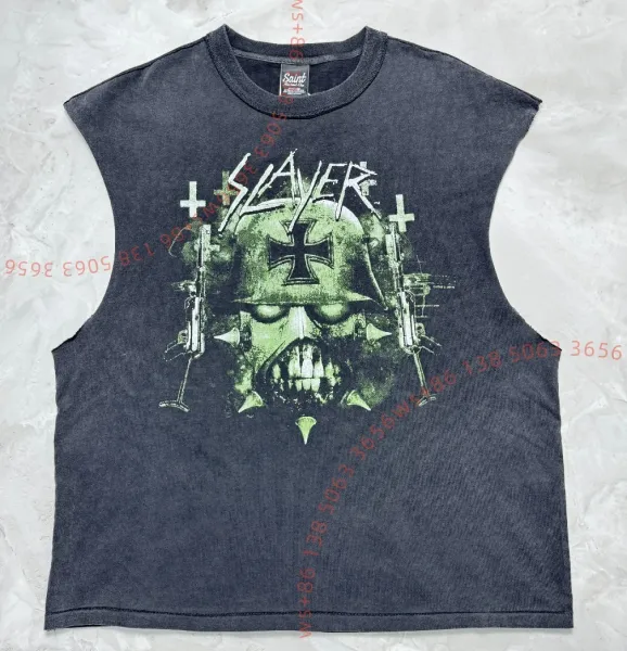 Saint Tears Slayer Graphic Sleeveless T-Shirt Charcoal Gray - 1