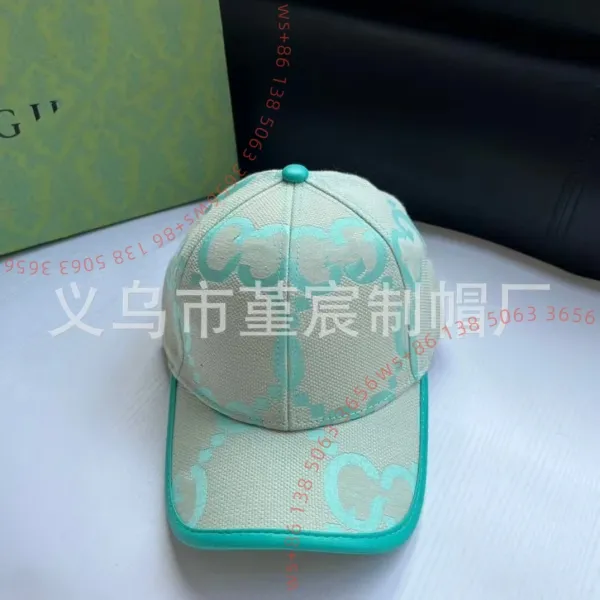 Gucci GG Pattern Mint Green Baseball Cap - 1