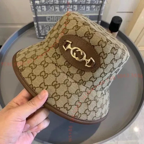 Gucci GG Marmont Bucket Hat Beige and Brown Canvas Hat - 1