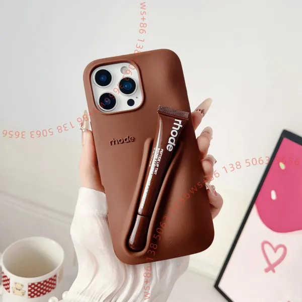 Rhode Phone Case with Lip Tint Holder in Brown - 1