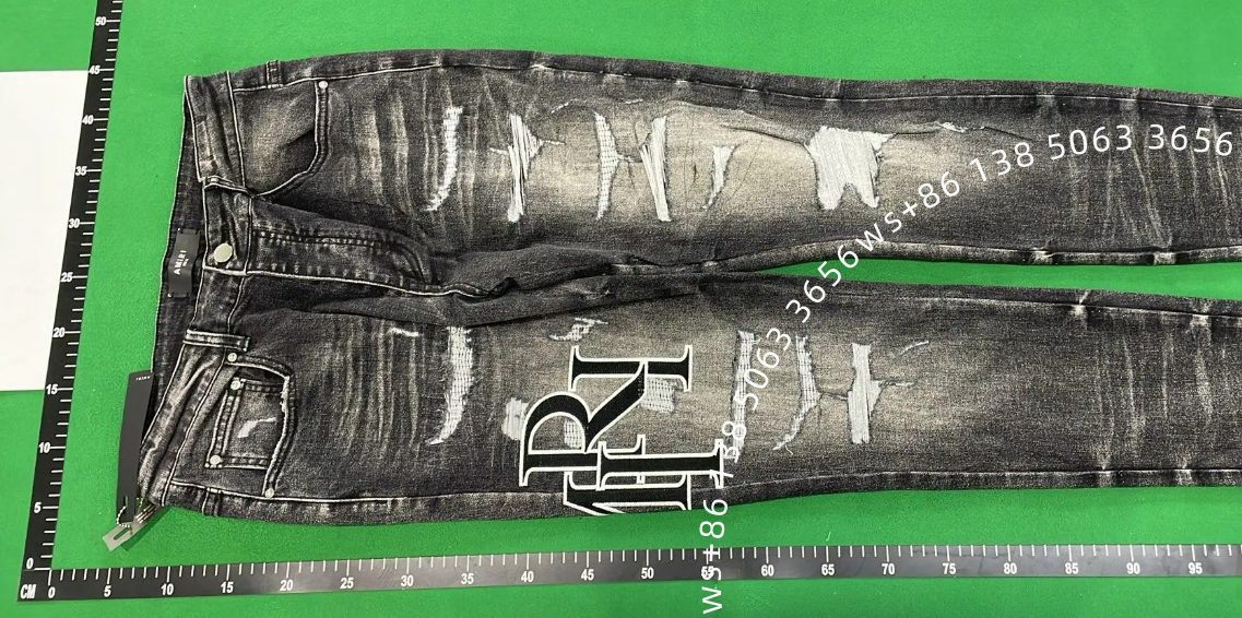 American High Street Ripped Patches Trendy Retro Straight Jeans