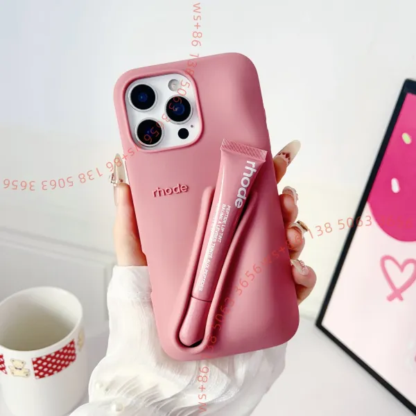 Rhode Phone Case with Lip Tint Holder in Pink - 1