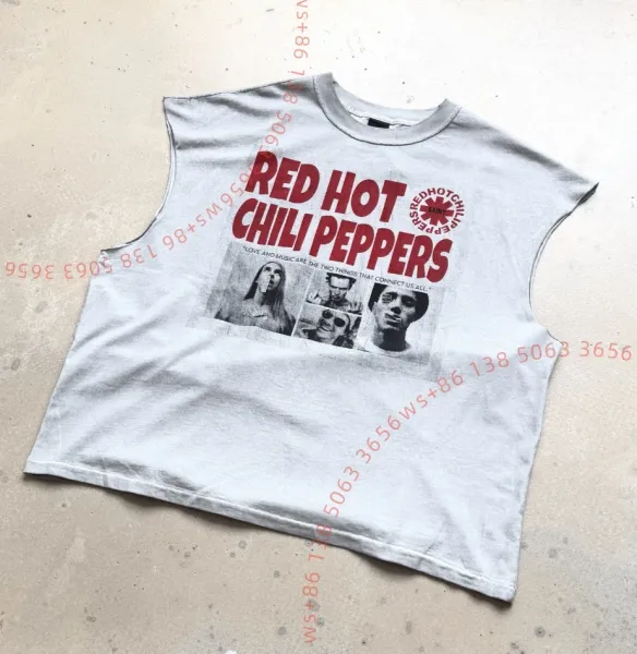 Red Hot Chili Peppers Band Graphic Sleeveless T-Shirt Gray - 1