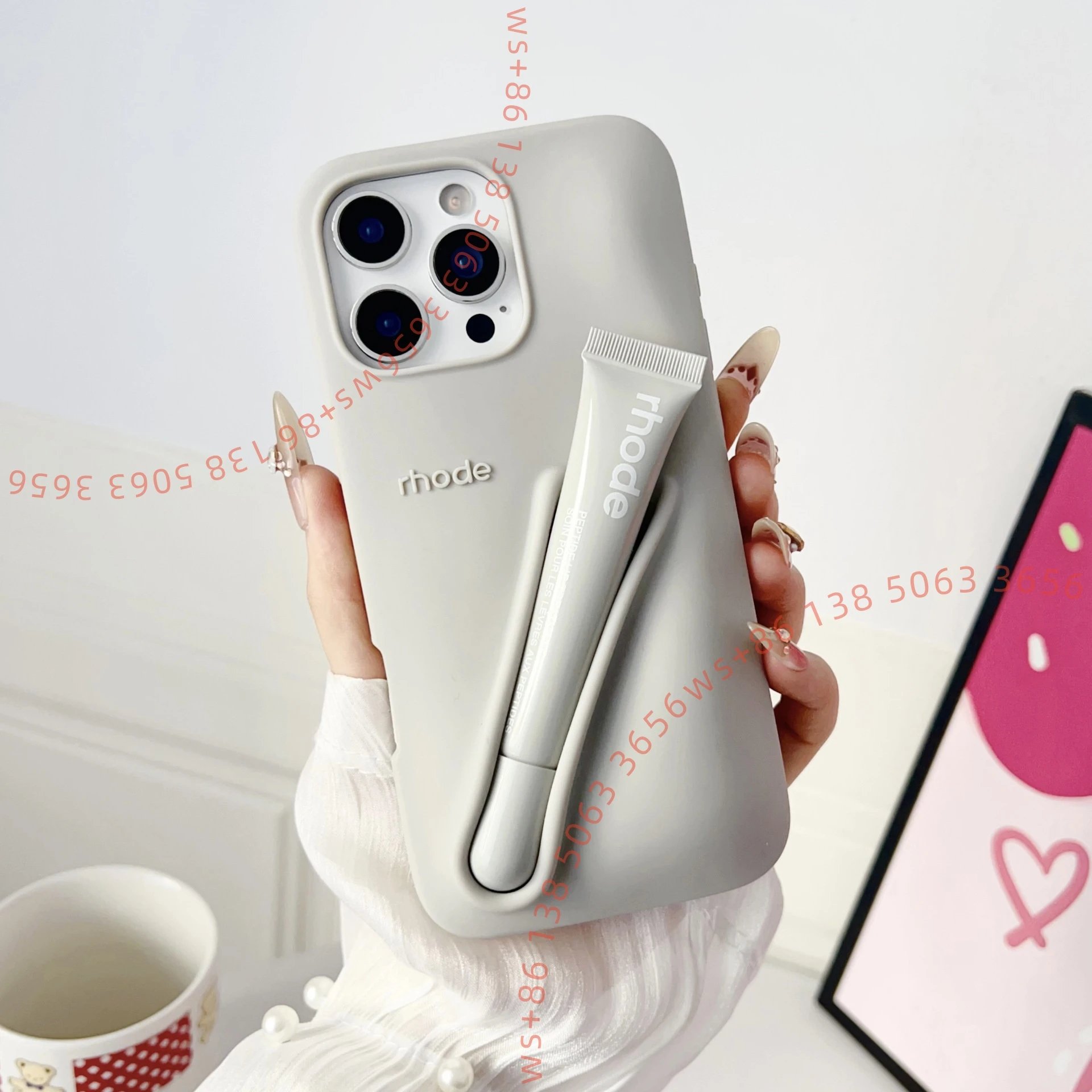 Rhode Phone Case with Integrated Lip Balm Holder Gray Phone-Case