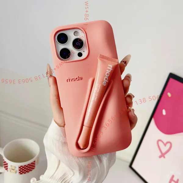 Rhode Phone Case with Lip Tint Holder in Coral Pink Phone-Case - 1