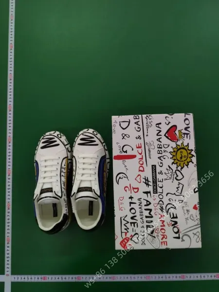 Dolce & Gabbana White Leather Sneakers with Metallic Heel Tab - 7