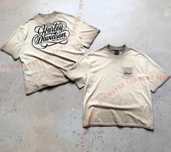 Harley-Davidson Vintage Script Beige T-Shirt - 1