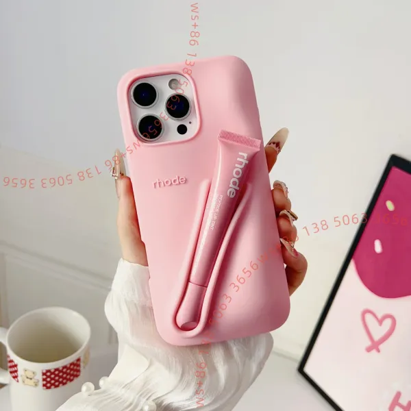 Rhode Phone Case with Lip Tint Holder in Pink - 1