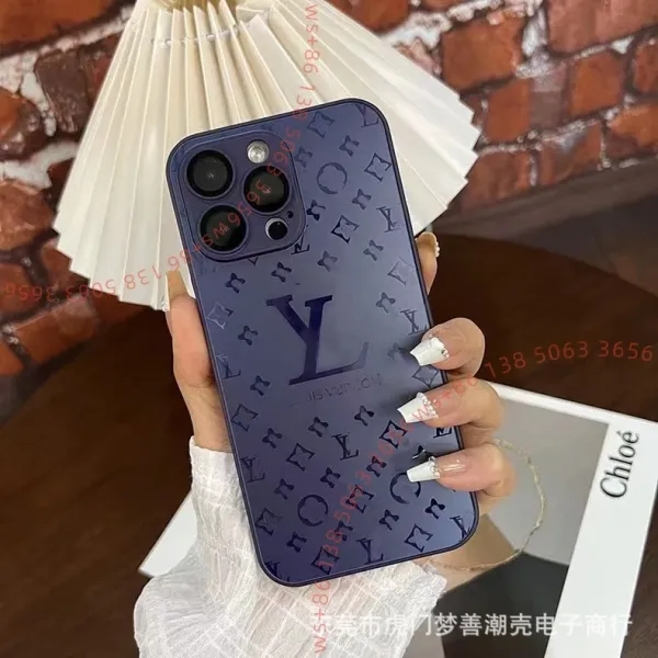 Louis Vuitton Monogram Embossed Phone Case Navy Blue Phone-Case - 1