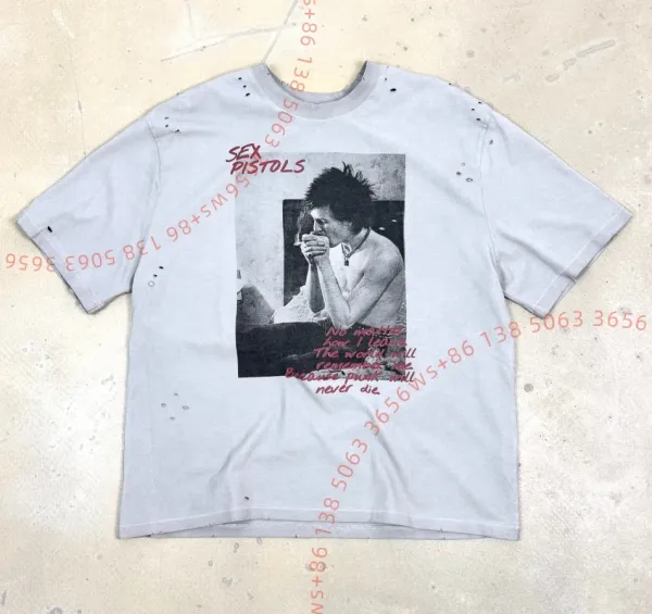 Sex Pistols x Distressed Graphic T-Shirt Gray - 1