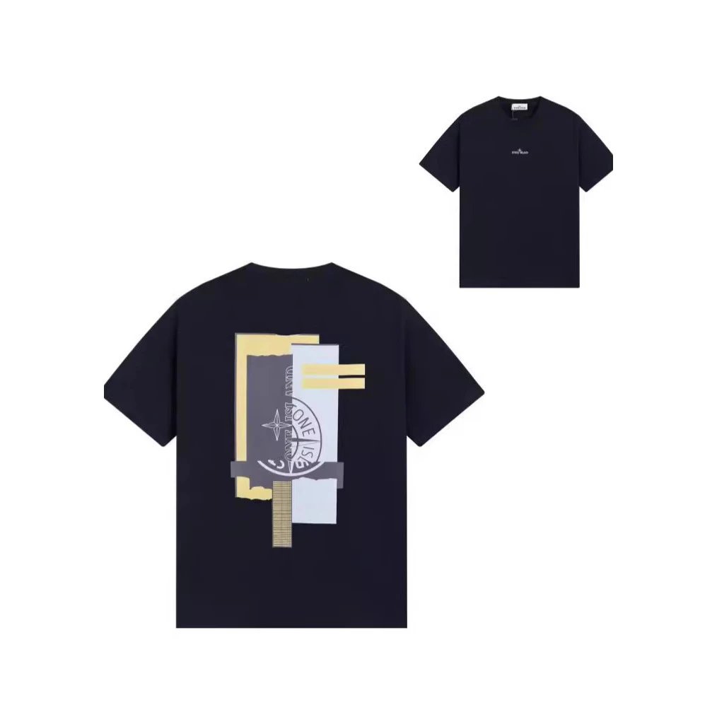 Stone Island T-Shirt Navy White Graphic Print Casual