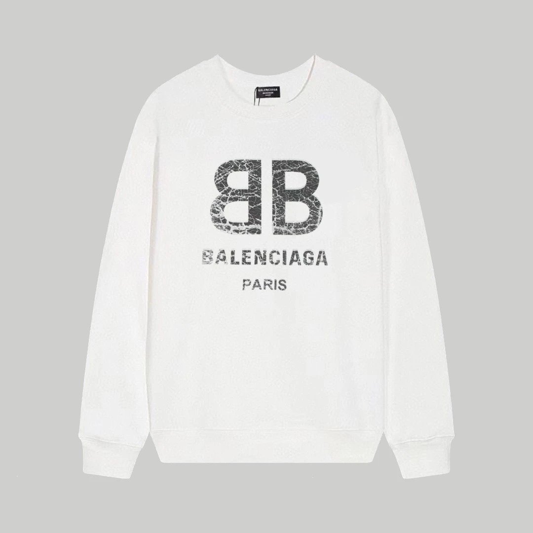 Balenciaga Logo Print White Oversized Sweatshirt