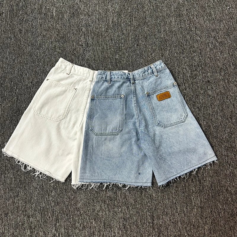 Retro Loose Frayed Hem Five-Point Pants photo 5