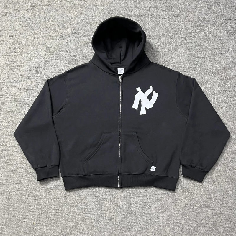 American Street Style Retro Zip-Up Fleece Sweatshirt photo 2