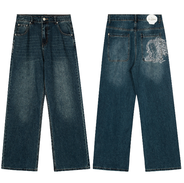 Derschutze Gallery Denim Jeans Embroidered Straight Leg photo 8