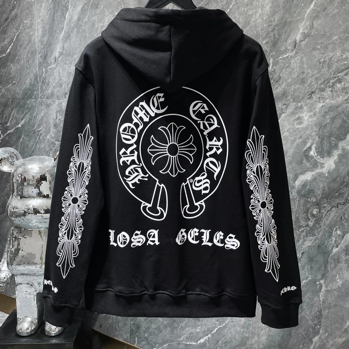 Chrome Hearts Black Embroidered Cross Hoodie