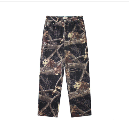 Graffiti Maple Leaf Camouflage Denim Pants photo 3